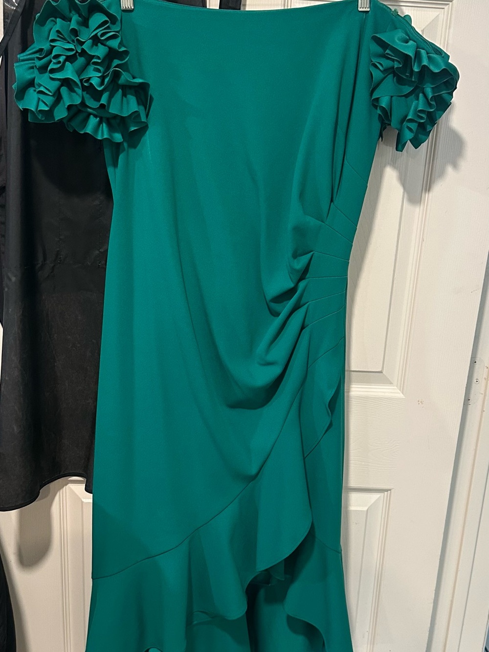 Xscape Teal Off the Shoulder dress